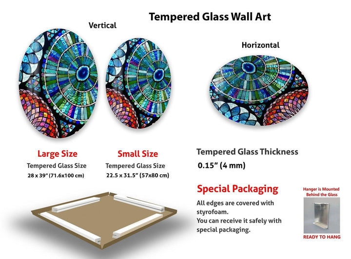 Asymmetrische ovale Glaswandkunst mit Mosaikdesign