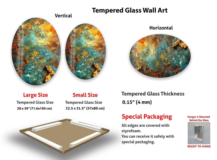 Asymmetrische ovale rostige abstrakte Glaswandkunst