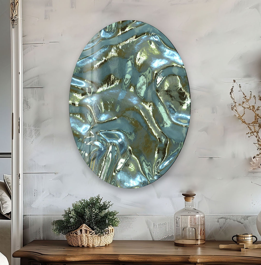 Asymmetric Oval Shiny Glass Wall Art Glass Printing Wall Art, Print photos on glass
