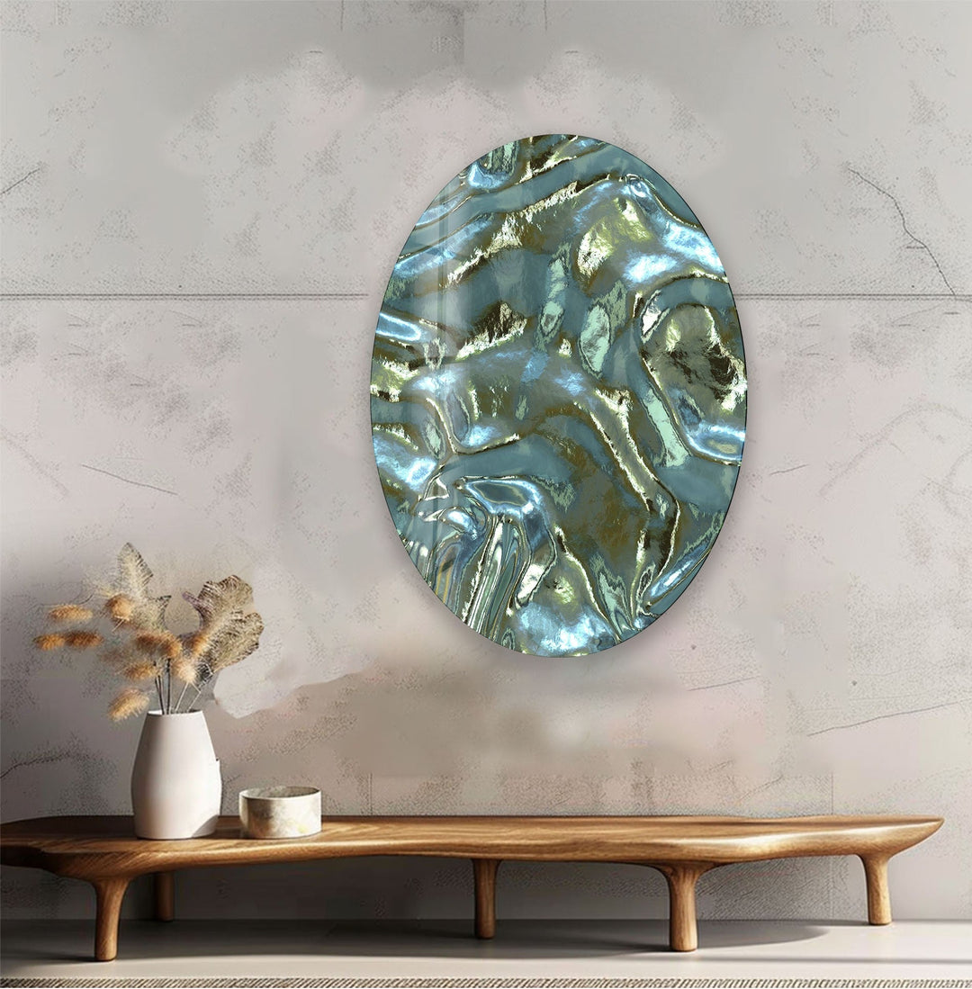 Asymmetric Oval Shiny Glass Wall Art glass pictures for Wall, glass prints wall art
