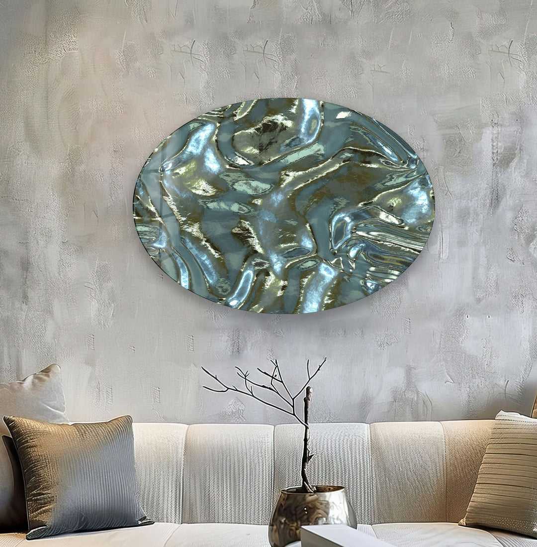Asymmetric Oval Shiny Glass Wall Art custom glass pictures, glass art prints

