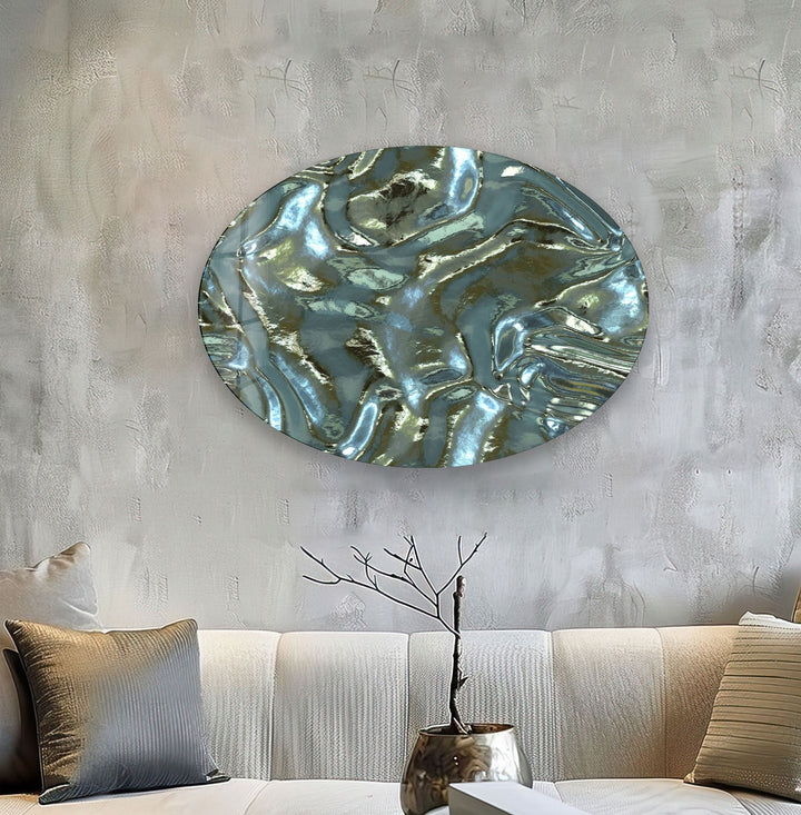 Asymmetric Oval Shiny Glass Wall Art custom glass pictures, glass art prints
