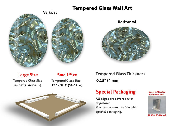 Asymmetrische ovale Wandkunst aus glänzendem Glas