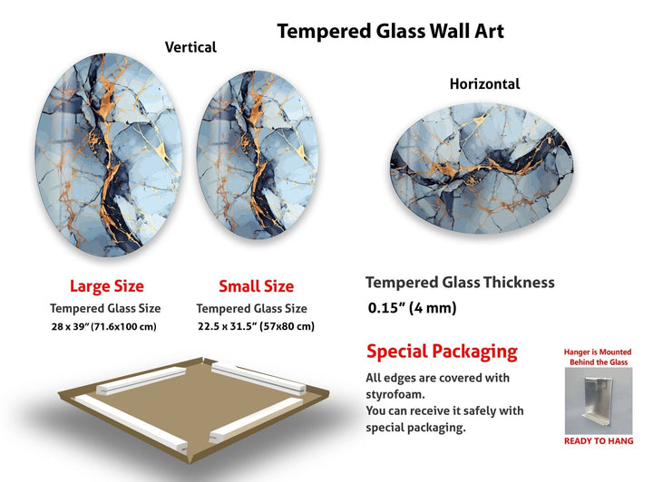 Asymmetrische ovale Wandkunst aus silber-goldenem Glas