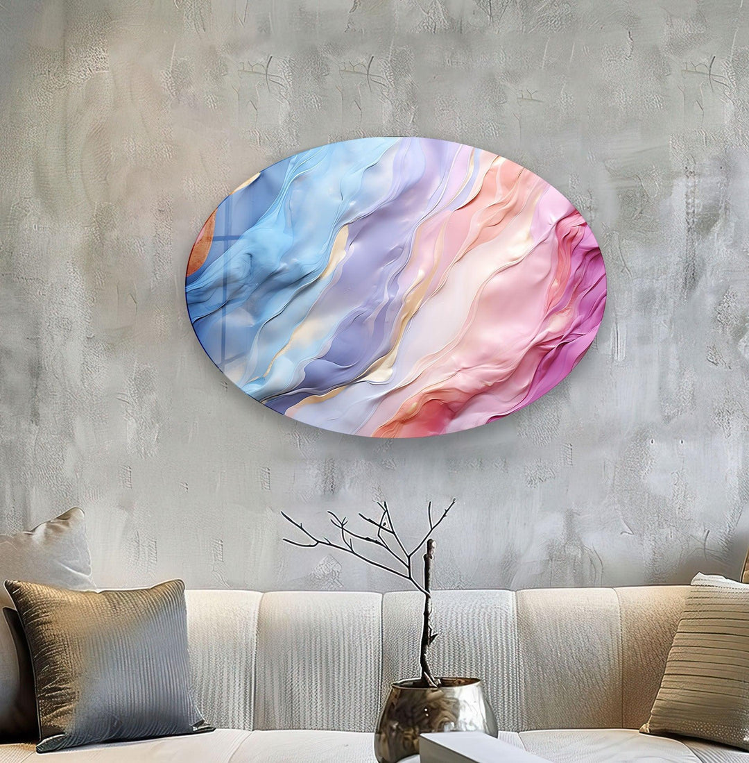 Asymmetric Oval Soft Colors Glass Wall Artglass image printing, glass prints from photos
