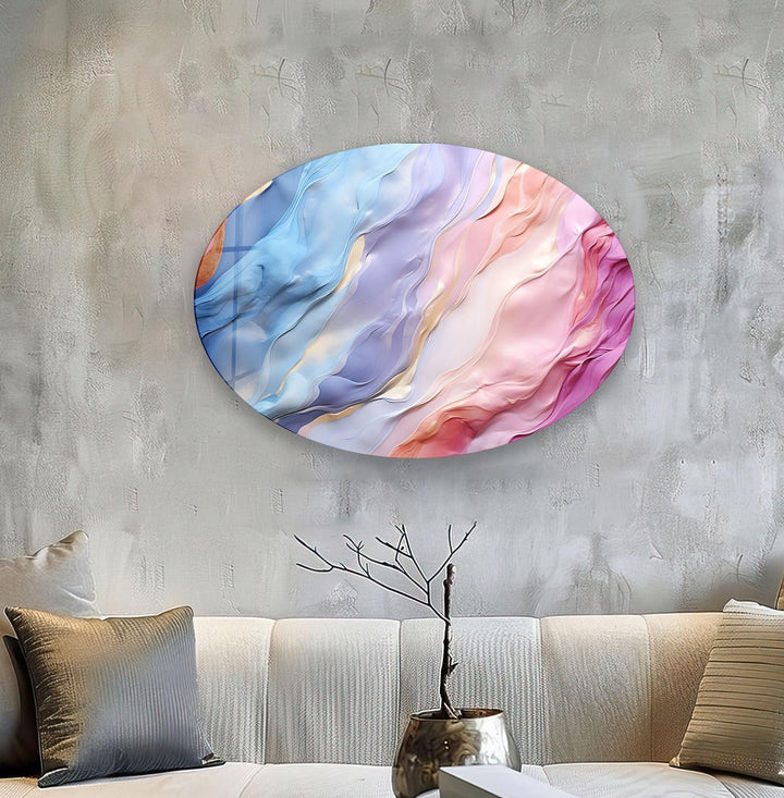 Asymmetric Oval Soft Colors Glass Wall Artglass image printing, glass prints from photos
