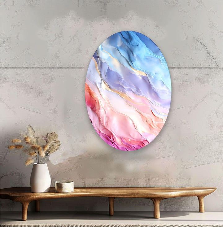 Asymmetric Oval Soft Colors Glass Wall Art glass photo prints, glass picture prints
