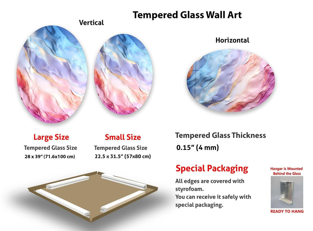 Asymmetrische ovale Wanddekoration aus Glas in sanften Farben