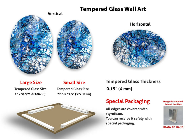 Asymmetrische ovale Wanddekoration aus gebeiztem marineblauem Glas