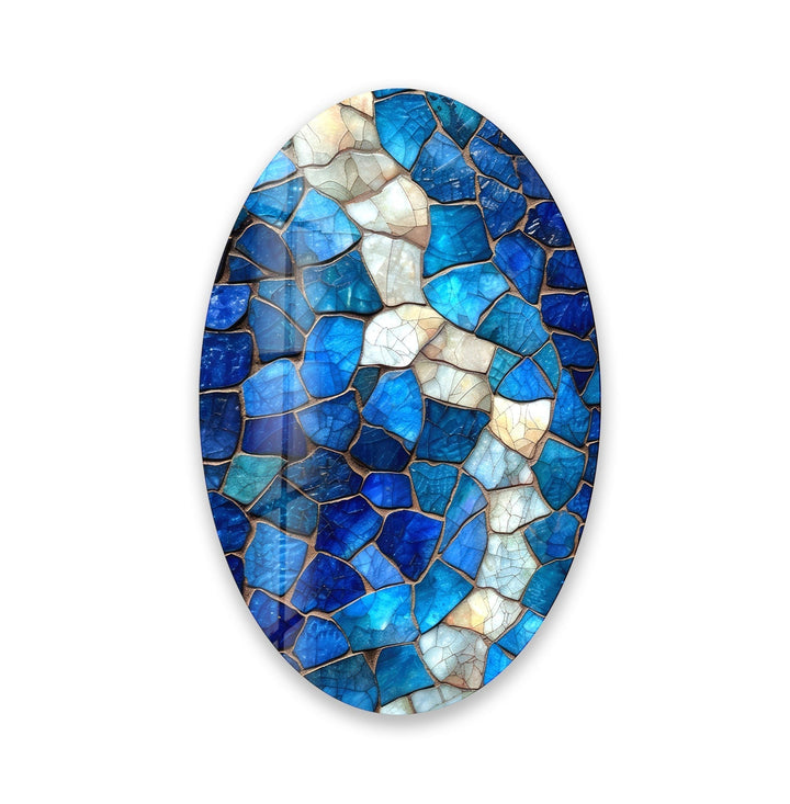 Asymmetric Oval Stained Stones Glass Wall Art glass photo prints, glass picture prints
