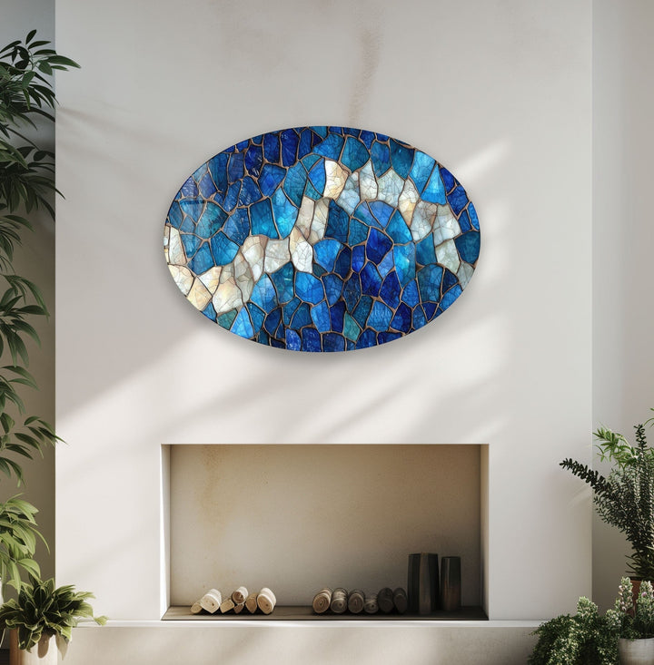 Asymmetric Oval Stained Stones Glass Wall Art stained glass wall art, stained glass wall decor
