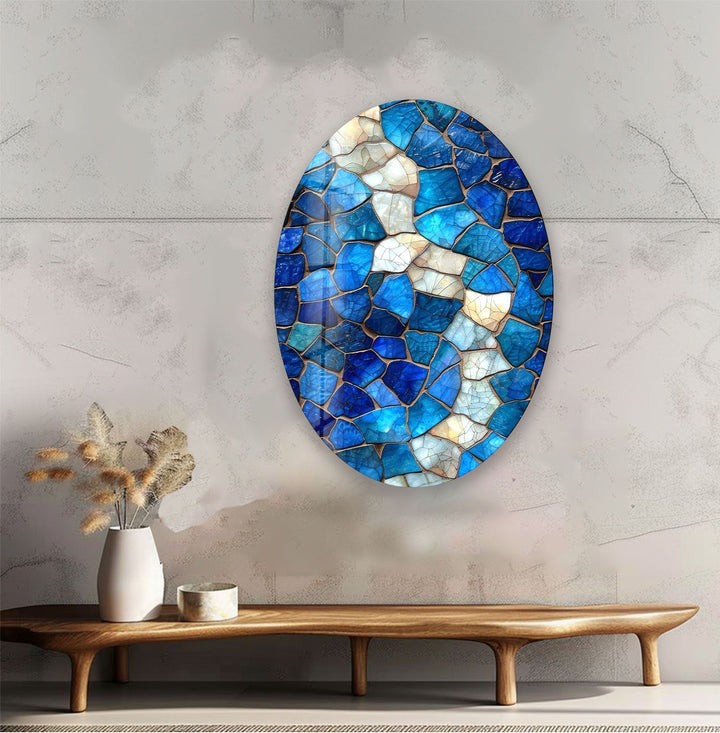 Asymmetric Oval Stained Stones Glass Wall Art glass art painting, glass art for the Wall
