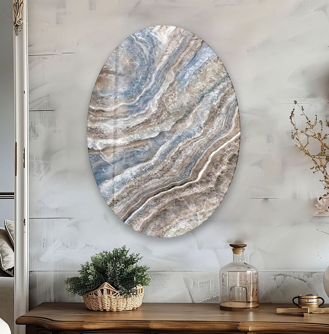 Asymmetric Oval Stone Design Glass Wall Art custom glass pictures, glass art prints
