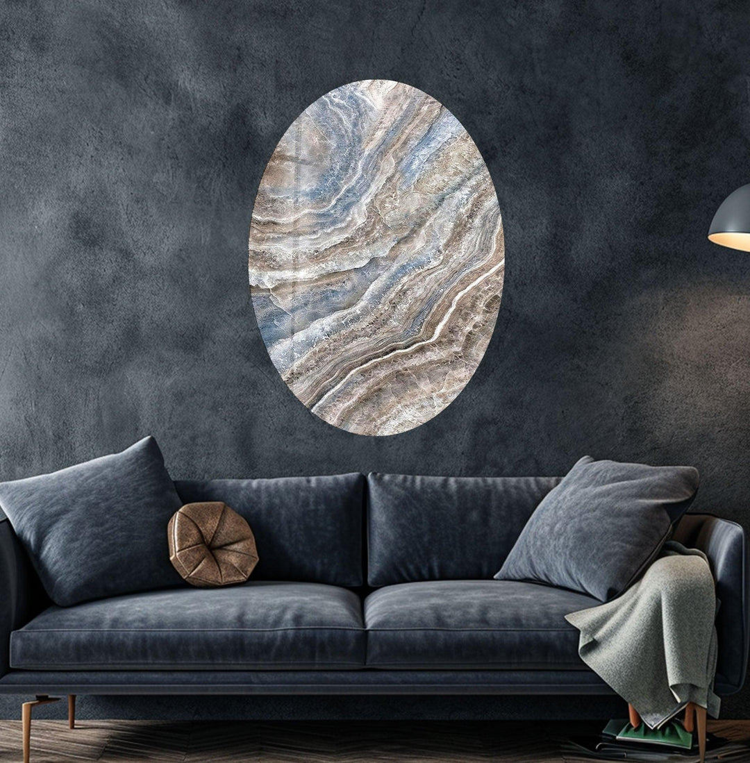Asymmetric Oval Stone Design Glass Wall Art Glass Printing Wall Art, Print photos on glass