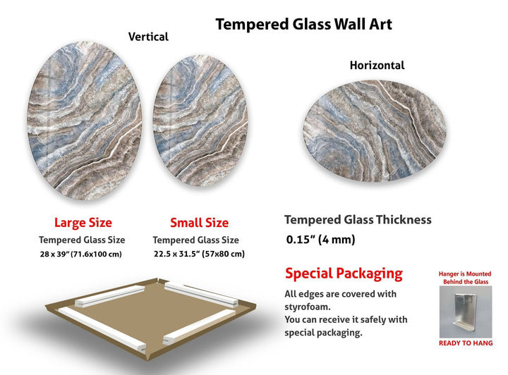 Asymmetrische ovale Wanddekoration aus Glas im Steindesign