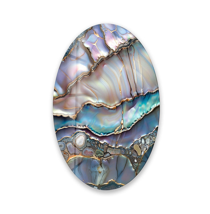 Asymmetric Oval Vivid Stained Glass Wall Art custom glass pictures, glass art prints
