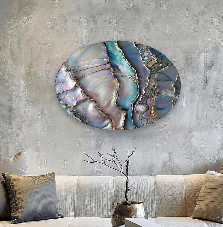 Asymmetric Oval Vivid Stained Glass Wall Artglass image printing, glass prints from photos
