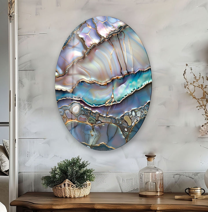 Asymmetric Oval Vivid Stained Glass Wall Art glass pictures for Wall, glass prints wall art
