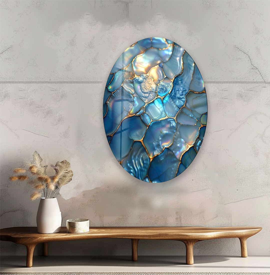 Asymmetric Oval Vivid Stones Glass Wall Art glass art painting, glass art for the Wall
