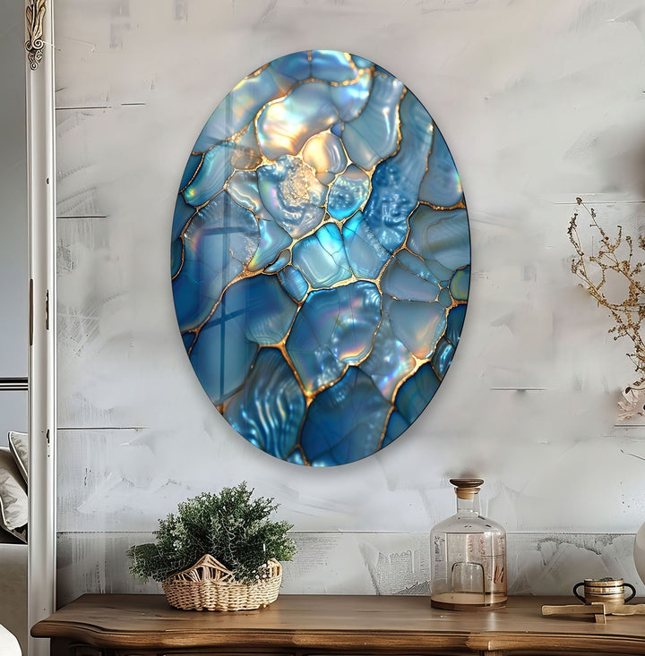 Asymmetric Oval Vivid Stones Glass Wall Art Glass Printing Wall Art, Print photos on glass
