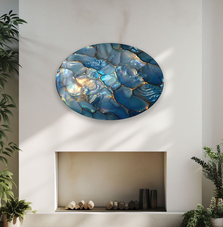Asymmetric Oval Vivid Stones Glass Wall Art glass pictures for Wall, glass prints wall art
