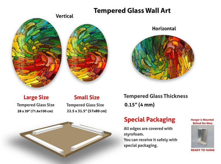Asymmetrische, ovale, geometrische Glaswandkunst