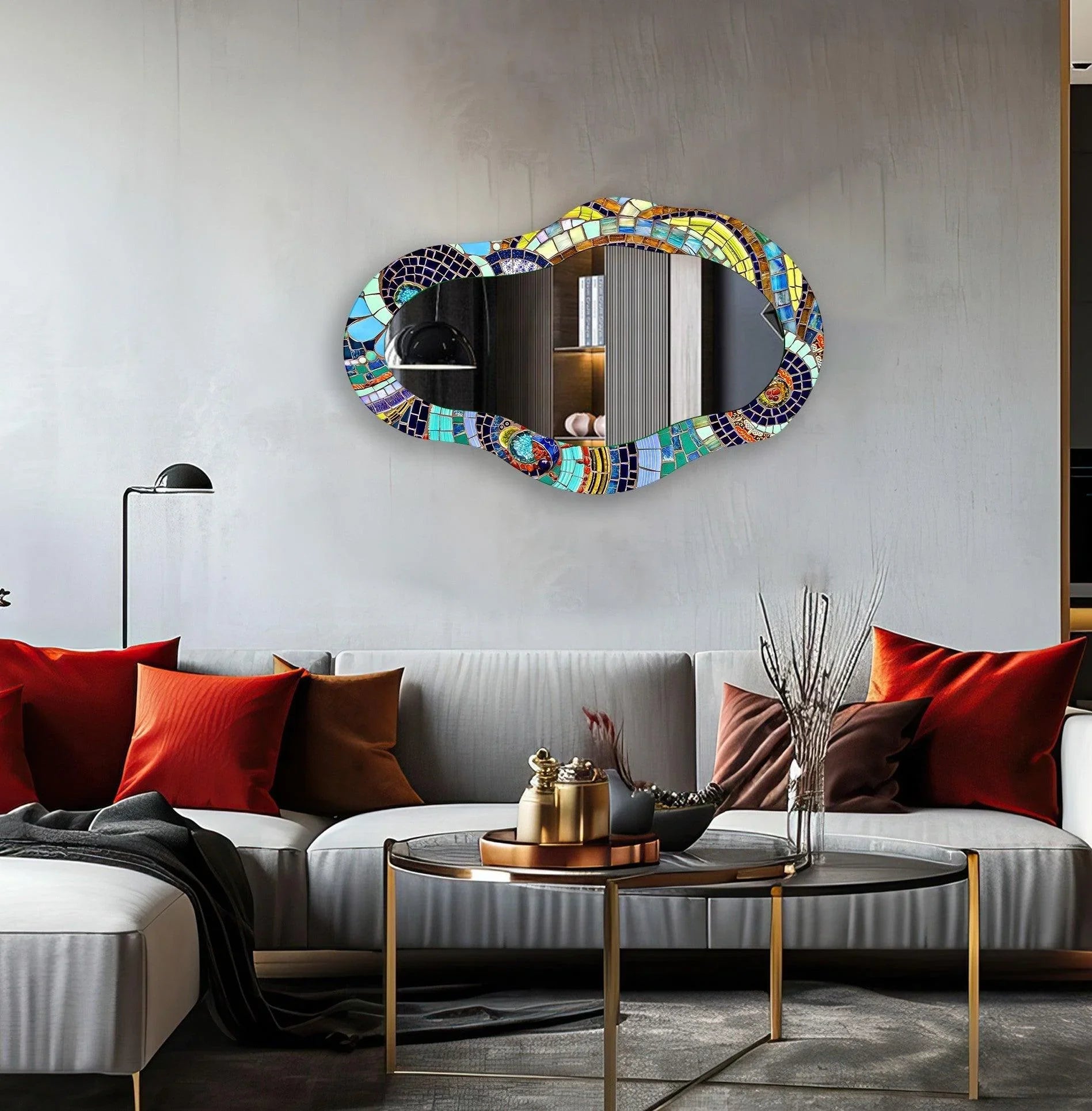 Asymmetrical Color Mosaic Wall Mirror - Decorative Mirror – MyPhotoStation