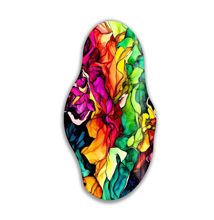 Asymmetrical Colorful Watercolor Glass Wall Art glass photo prints, glass picture prints
