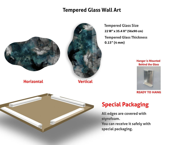 Asymmetrical Gray Abstract Glass Wall Art