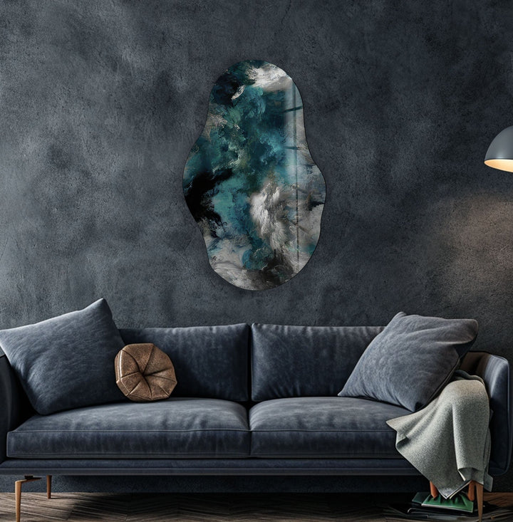 Asymmetrical Gray Abstract Glass Wall Art custom glass photo prints, large glass prints
