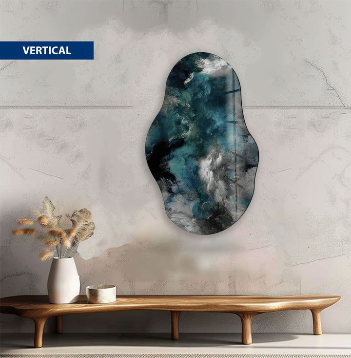 Asymmetrical Gray Abstract Glass Wall Art large glass photo prints, glass wall photos
