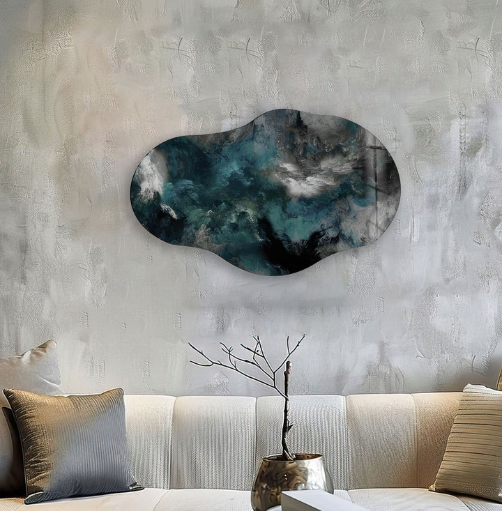 Asymmetrical Gray Abstract Glass Wall Art glass pictures for Wall, glass prints wall art
