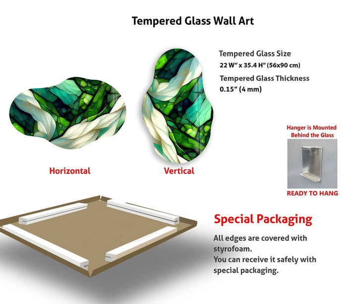 Asymmetrical Green Stained Glass Wall Art
