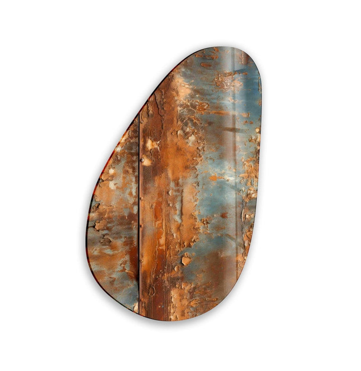 Asymmetrical Oval Abstract Rusty Glass Wall Art stained glass wall art, stained glass wall decor
