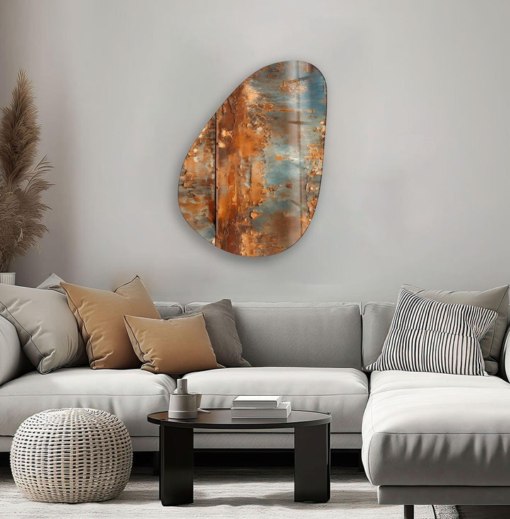 Asymmetrical Oval Abstract Rusty Glass Wall Art art glass wall art, glass wall art pictures
