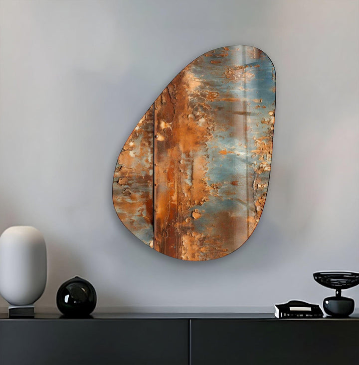Asymmetrical Oval Abstract Rusty Glass Wall ArtGlass Printing Wall Art, Print photos on glass
