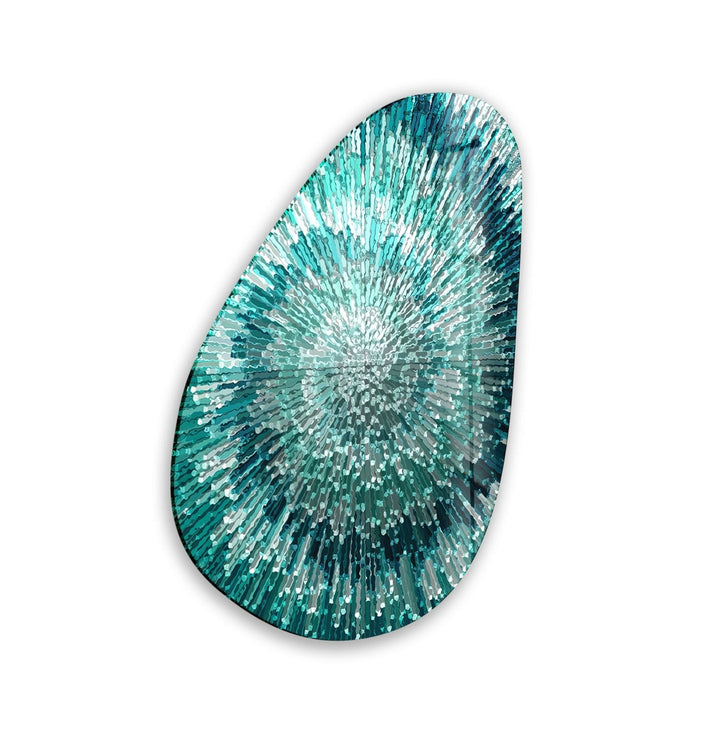 Asymmetrical Oval Abstract Turquoise Glass Wall Art Glass Printing Wall Art, Print photos on glass
