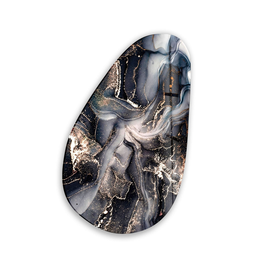Asymmetrical Oval Black Grey Marble Glass Wall Art glass image printing, glass prints from photos
