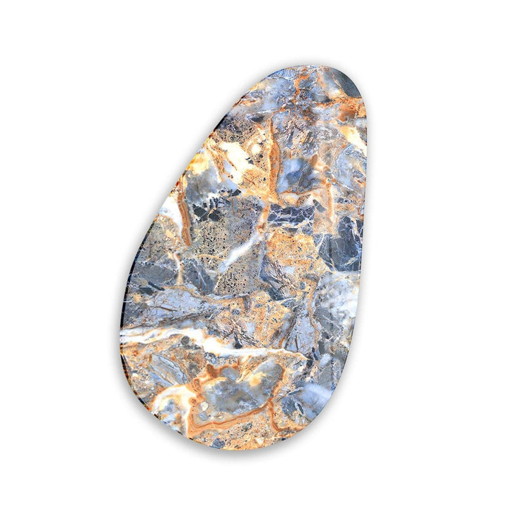 Asymmetrical Oval Blue & Orange Marble Glass Wall Art picture on glass wall art, photos printed on glass
