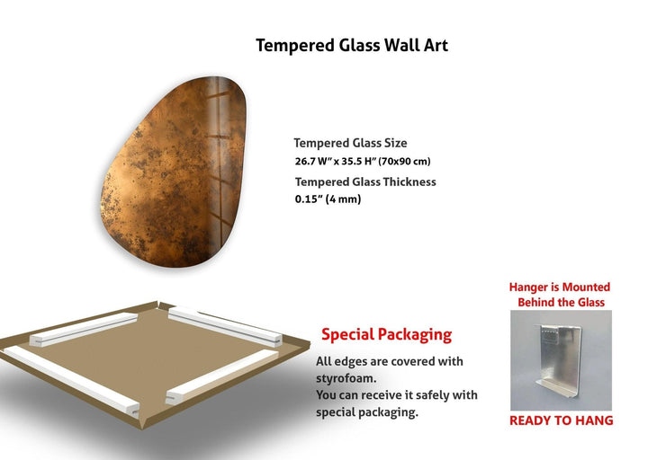 Asymmetrische ovale abstrakte Glaswandkunst in Bronze