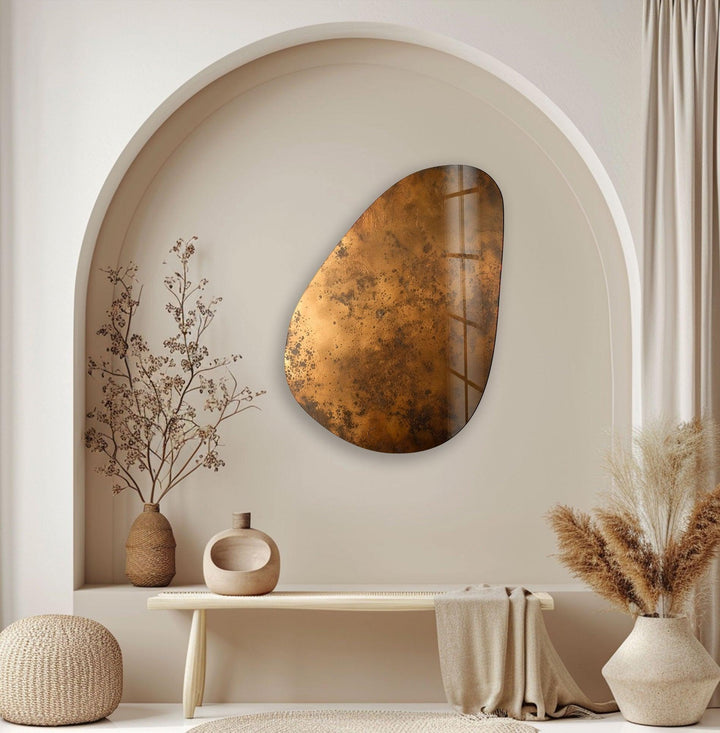 Asymmetrical Oval Bronze Abstract Glass Wall Art custom glass pictures, glass art prints
