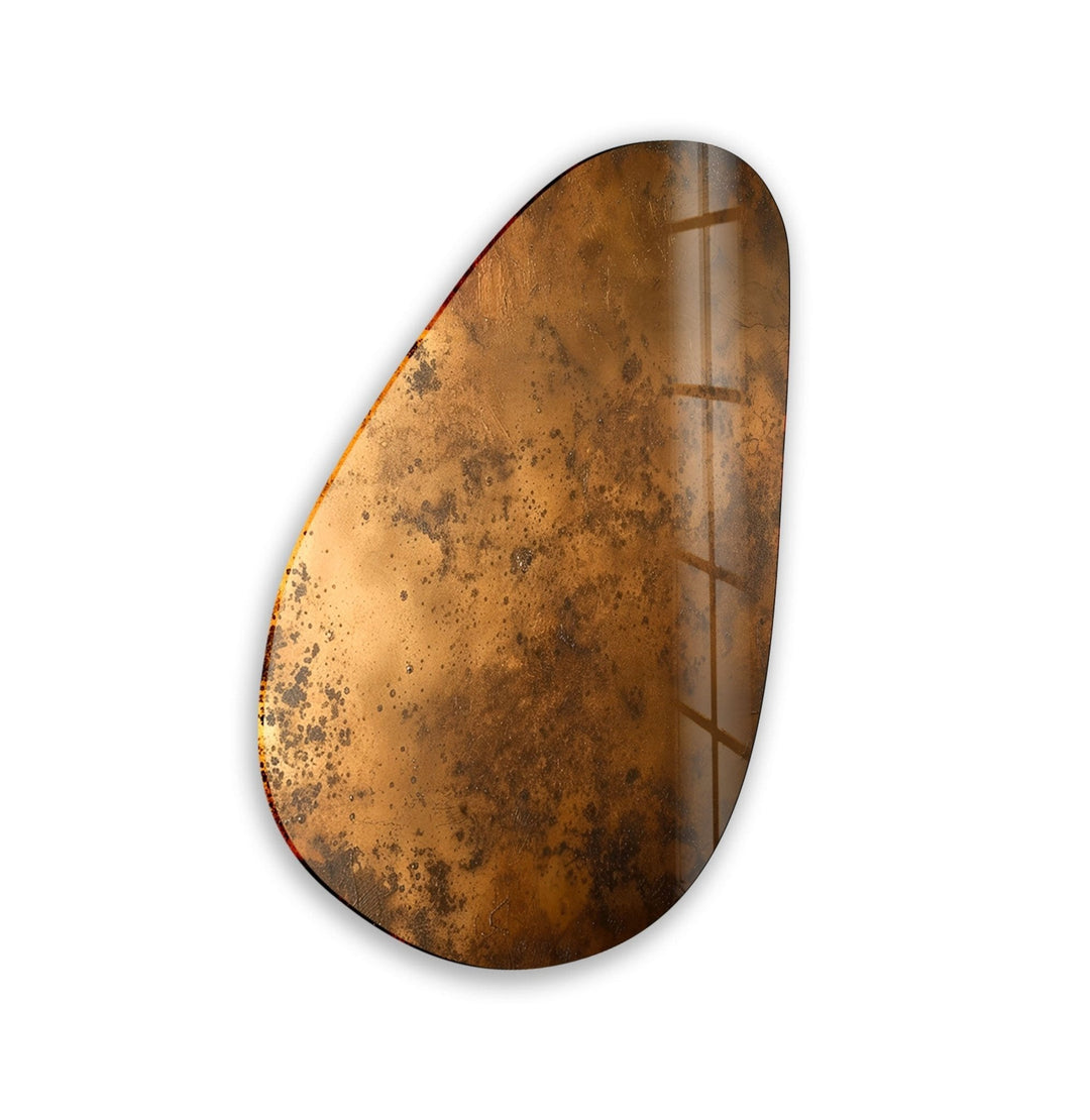 Asymmetrical Oval Bronze Abstract Glass Wall Art photo print on glass, prints on glass wall art
