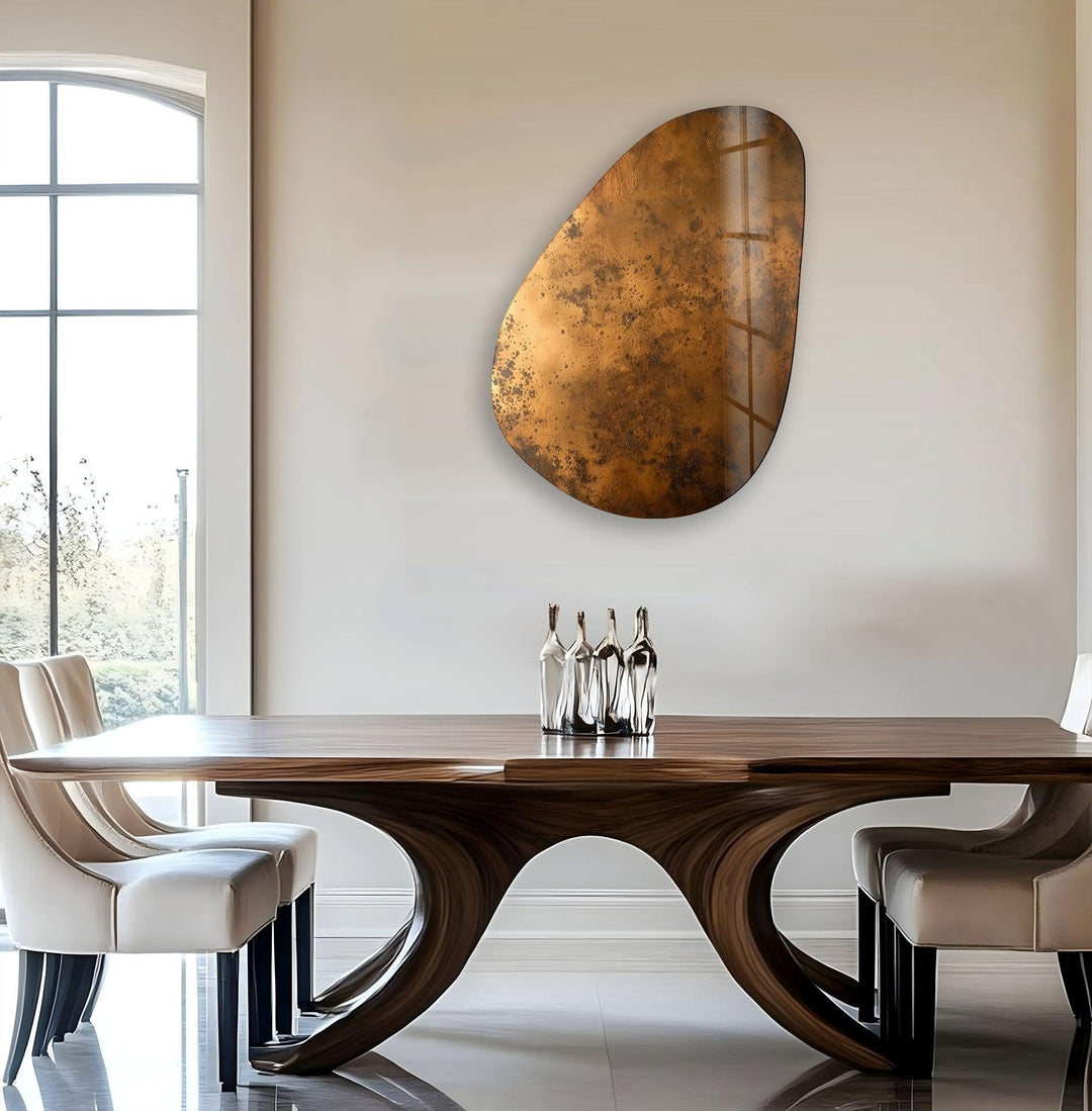 Asymmetrical Oval Bronze Abstract Glass Wall Art large glass photo prints, glass wall photos
