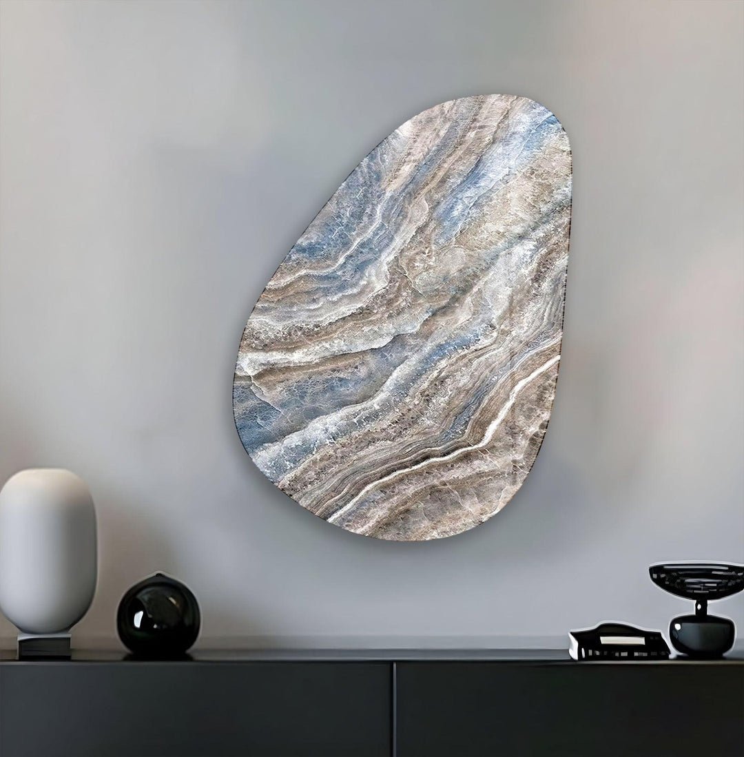 Asymmetrical Oval Brown Marble Design Glass Wall Art custom glass pictures, glass art prints
