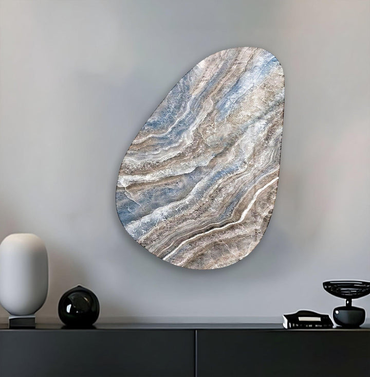 Asymmetrical Oval Brown Marble Design Glass Wall Art custom glass pictures, glass art prints
