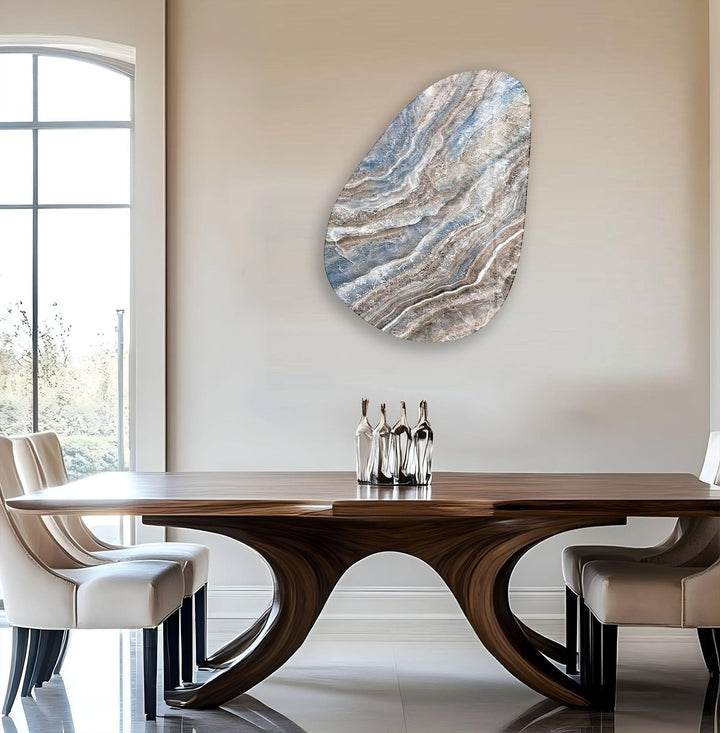 Asymmetrical Oval Brown Marble Design Glass Wall Art photo print on glass, prints on glass wall art
