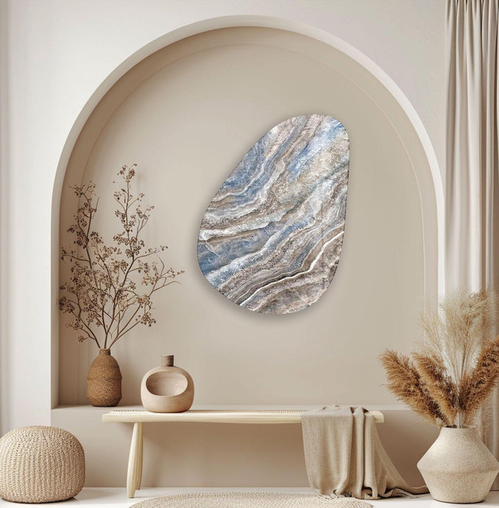 Asymmetrical Oval Brown Marble Design Glass Wall Art custom glass photo prints, large glass prints
