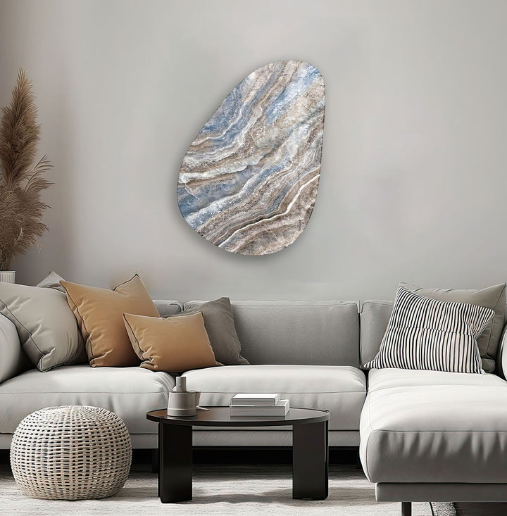 Asymmetrical Oval Brown Marble Design Glass Wall Art glass pictures for Wall, glass prints wall art
