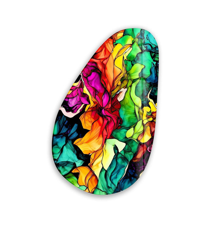 Asymmetrical Oval Colored Flower Glass Wall Art stained glass wall art, stained glass wall decor
