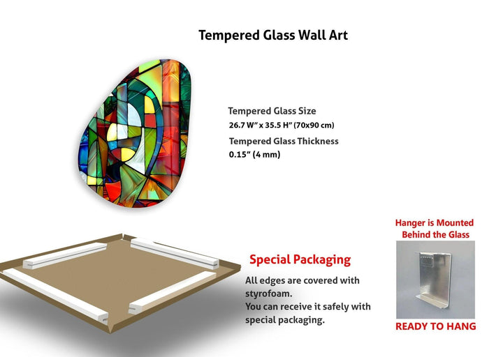 Asymmetrical Oval Colored Geometrics Glass Wall Art